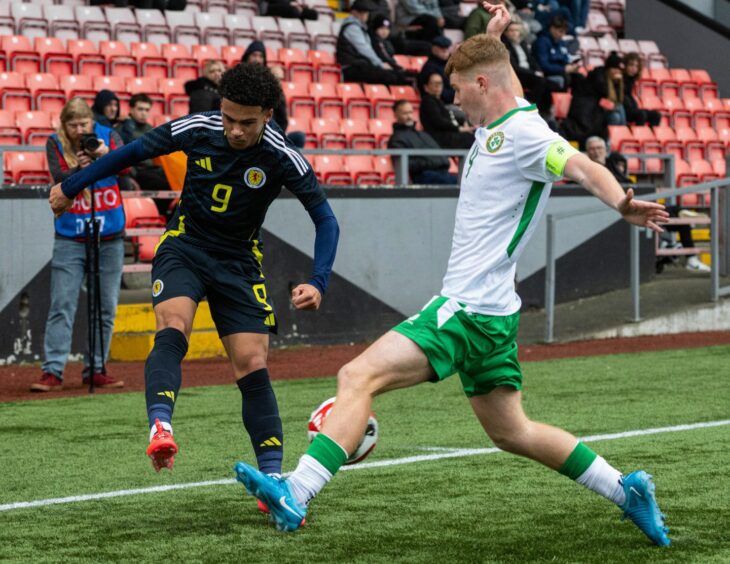 Caelen Cadamarteri in Scotland Victory Shield action