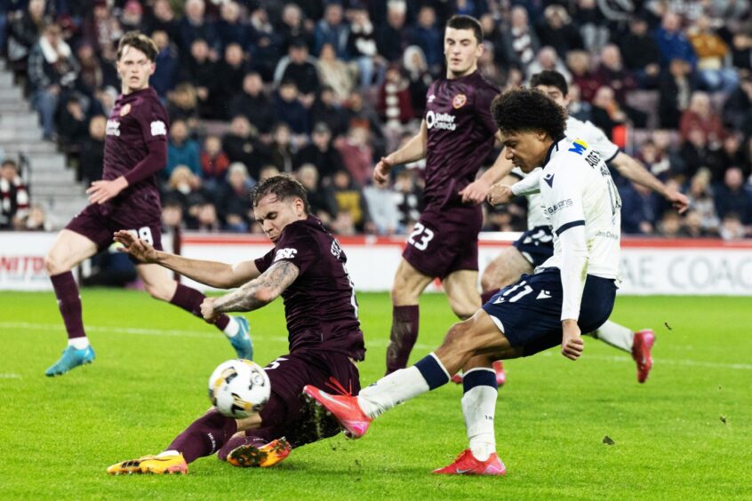 Seun Adewumi missed a crucial chance in the first half. Image: Mark Scates/SNS