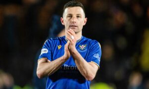 Jason Holt applauds the St Johnstone fans at full-time.