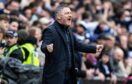 Dundee boss Tony Docherty celebrates a historic derby win. Image: Ross Parker/SNS