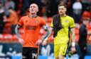 United's Craig Sibbald (L) and Jack Walton look dejected at full-time. Image: Euan Cherry. Image: SNS