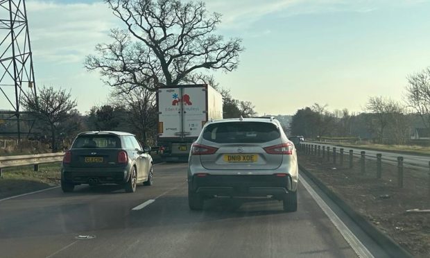 Traffic is queued on the A90. Image: Supplied