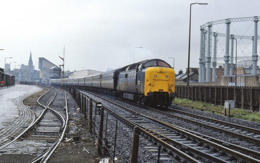 King's Own Scottish Borderer passing the signal box in May 1981