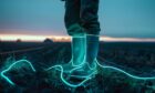 welly boots standing in field