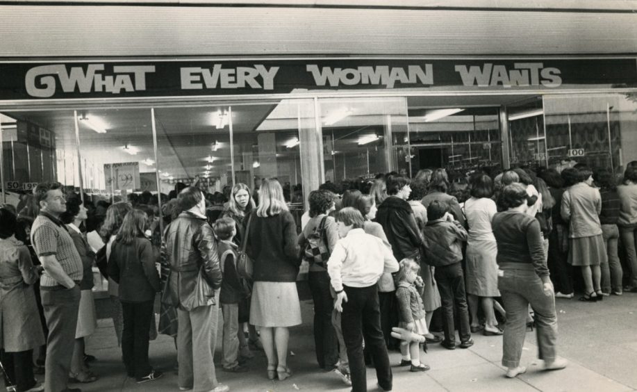 Queues outside the new What Every Woman Wants shop in July 1981