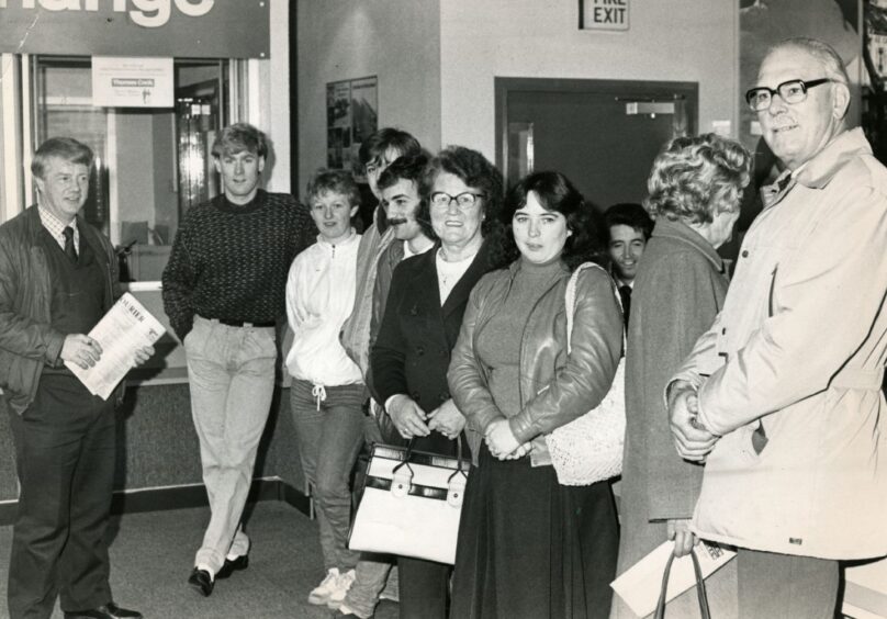 The queue at Thomas Cook travel agent in Dundee. 