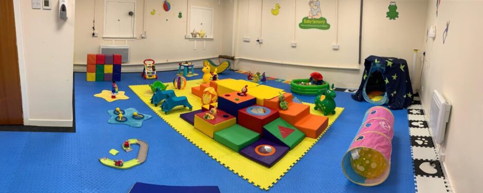 Baby Sensory Stirling class set up with softplay and toys