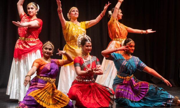 Dundee dancers of Bharatiya Ashram at the Dudhope Multicultural Centre on Saturday night.
Image: Alan Richardson