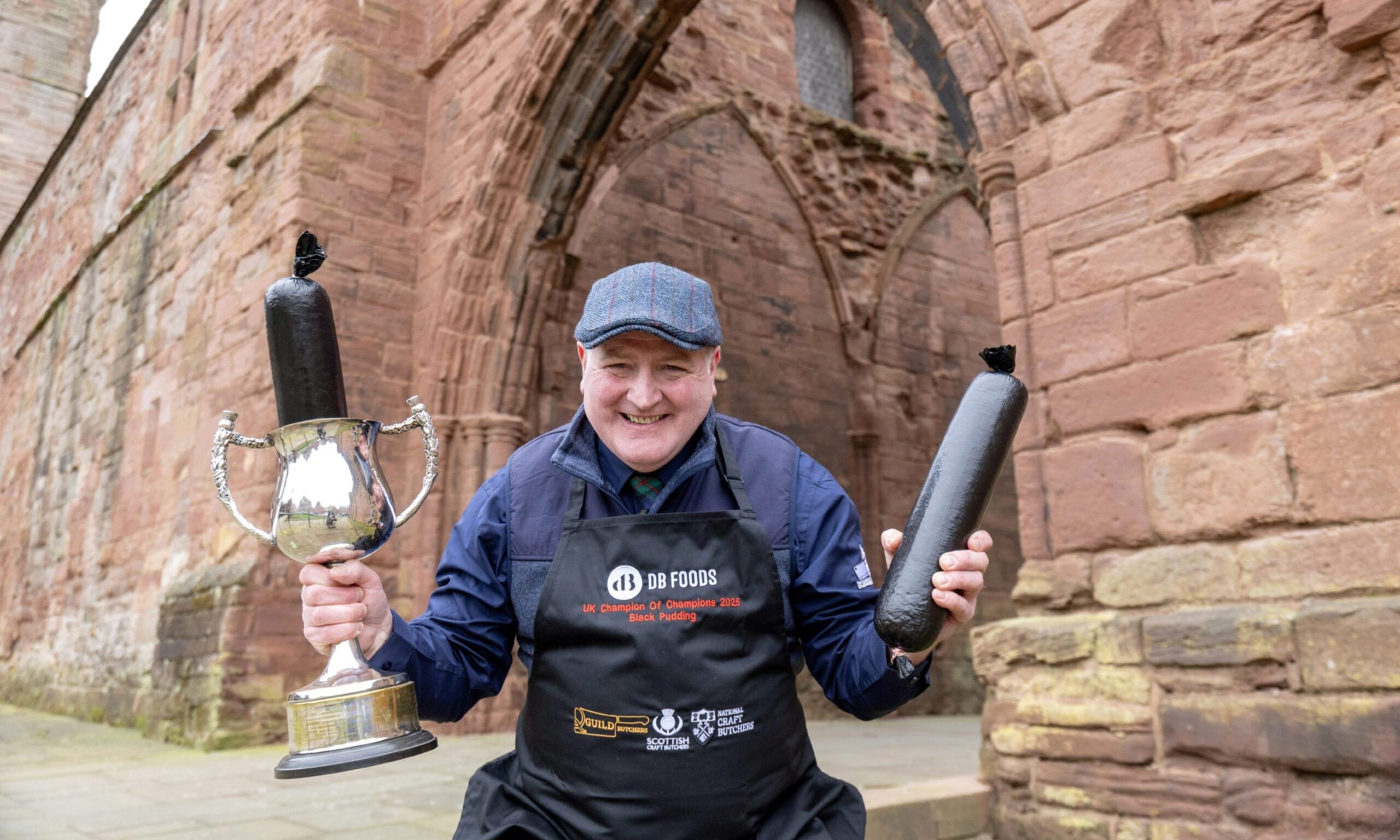 Champion of Champions Black Pudding winner Steven Bennett of DH Robertson in Arbroath.
Image: Graeme Hart,
Perthshire Picture Agency