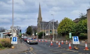 A one way system is in place along the main road as major Broughty Ferry Roadworks continue