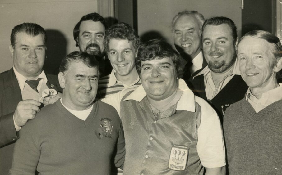 Jocky with fans while playing for Scotland at the Caird Hall in 1982.