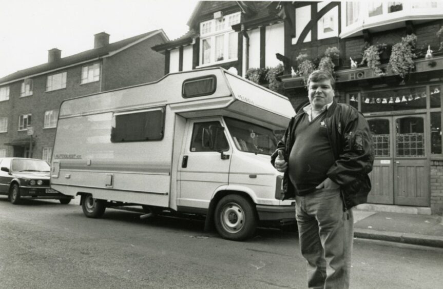 Jocky with his campervan in Kirkcaldy in 1990.