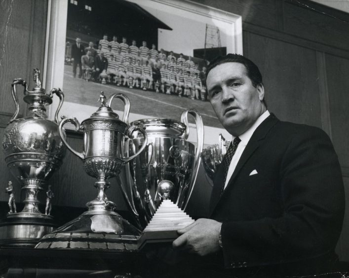 Jock Stein with his Celtic trophies in 1967