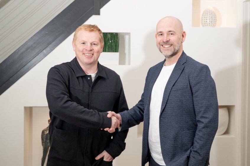 New Dunfermline boss Neil Lennon shakes hands with Pars chief executive and chairman David Cook.