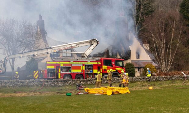 Firefighters tackle Perthshire cottages blaze for more than 13 hours