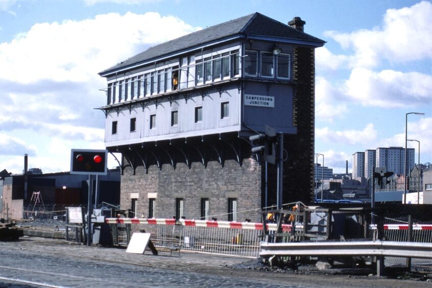 The signal box after closing on March 17 1985.