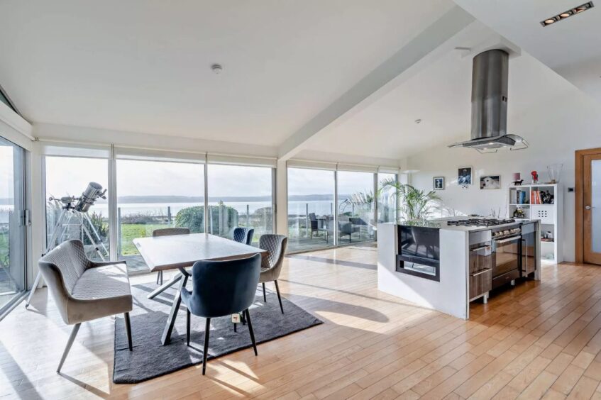 Natural light floods the home.