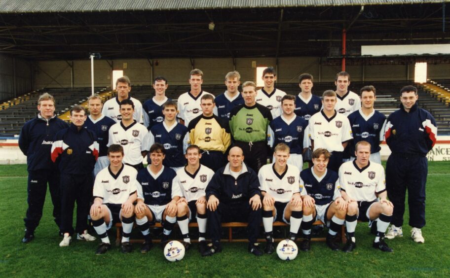The official team photo of the Dundee FC squad in 1996.