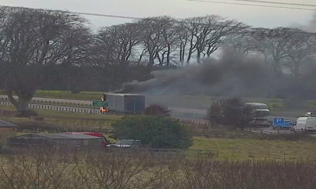 The HGV caught fire shortly after 2pm.