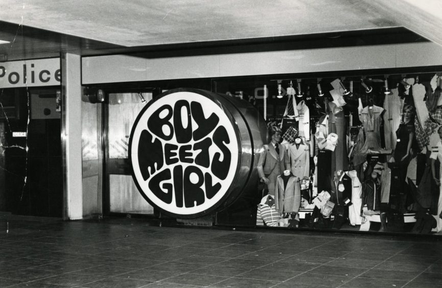 The outside of the Boy Meets Girl boutique in the Overgate in 1977