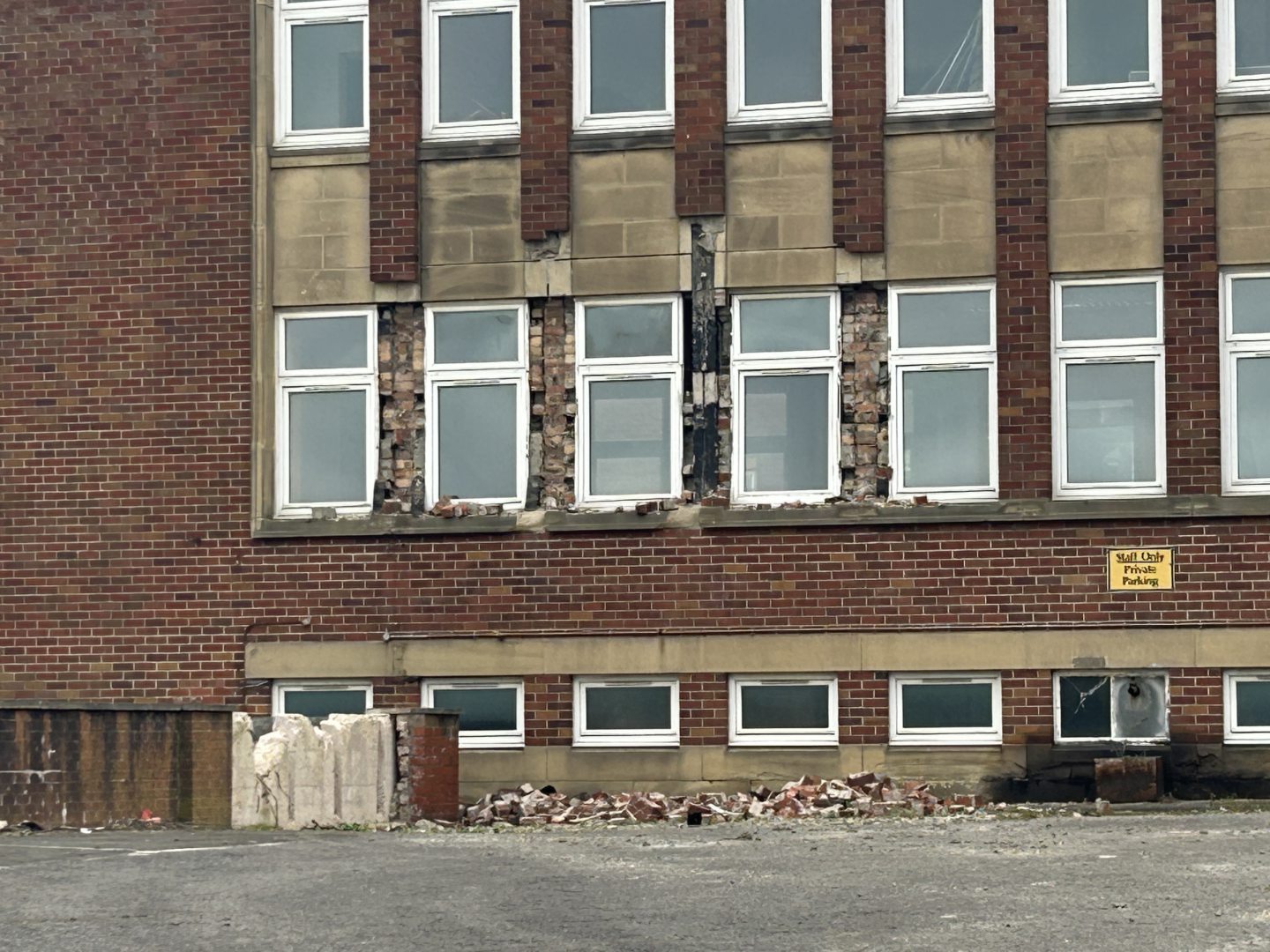 Some of the brickwork had been damaged.