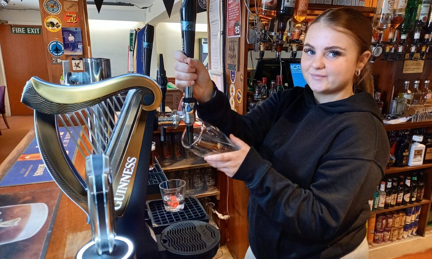 Leuchars barmaid Teigan Cameron, 19, at 'Hendies': Image: Michael Alexander