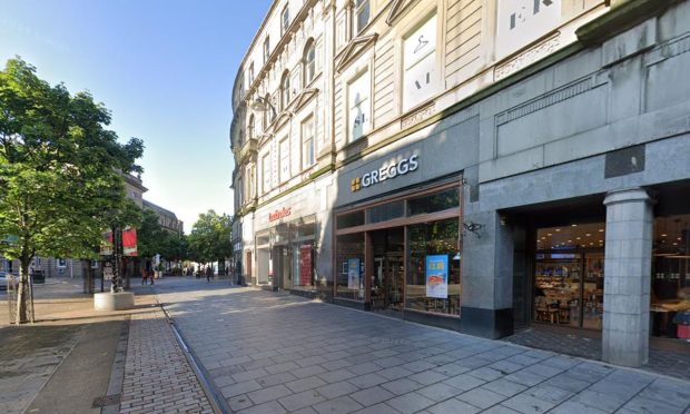 The female was punched in the face twice outside Greggs in Dundee city centre