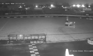 Vandals take a road roller on to the pitch at Central Park, ground of Cowdenbeath FC. Image: Cowdenbeath FC