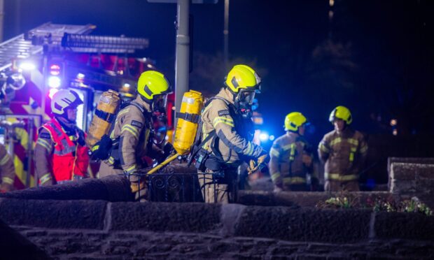 Firefighters at the blaze on Glamis Road. Image: Kim Cessford/DC Thomson