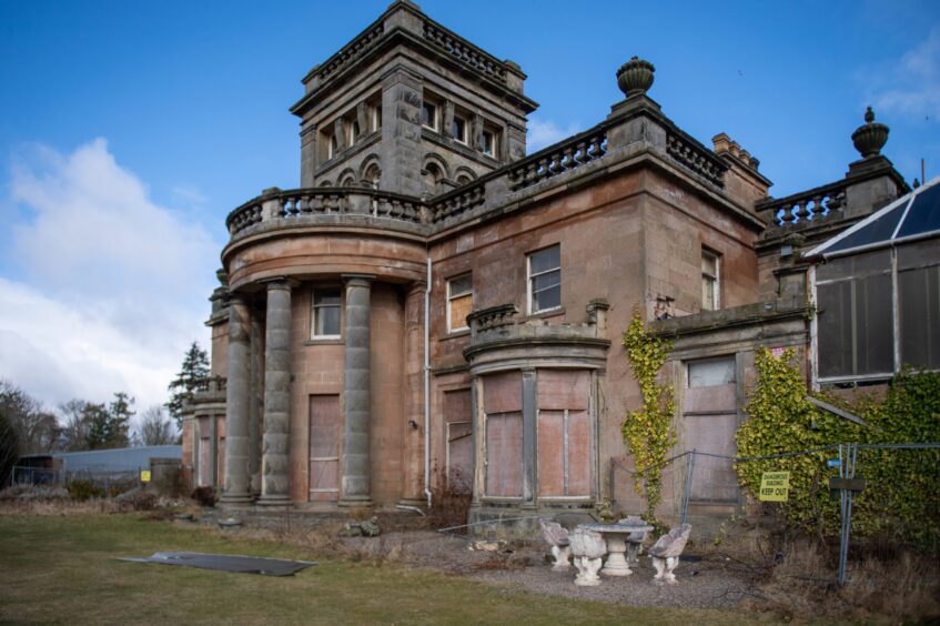 Letham Grange hotel in Angus has fallen into dereliction.