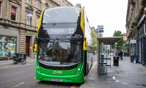 An Xplore bus on Commercial Street in Dundee. Image: Kim Cessford/DC Thomson