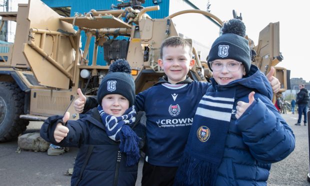 Match Day Excitement – Fans arrive, ready for the Dundee v St Johnstone showdown! Image: Kenny Smith/DC Thomson