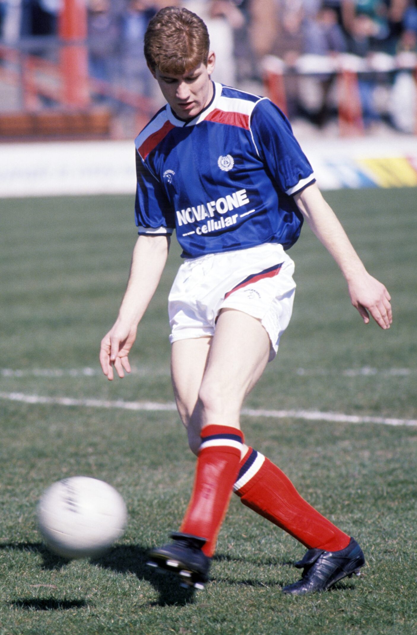 striker Keith Wright kicks a ball while warming up for Dundee FC