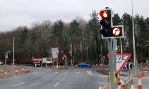 The traffic lights at the Swallow Roundabout are now active. Image: Andrew Robson/DC Thomson