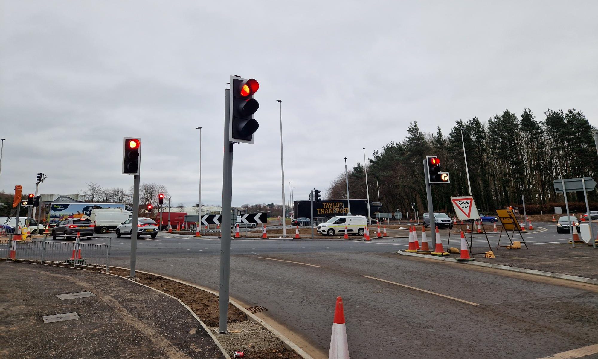 Traffic lights were switched on at the Swallow Roundabout on March 5. Image: Andrew Robson/DC Thomson