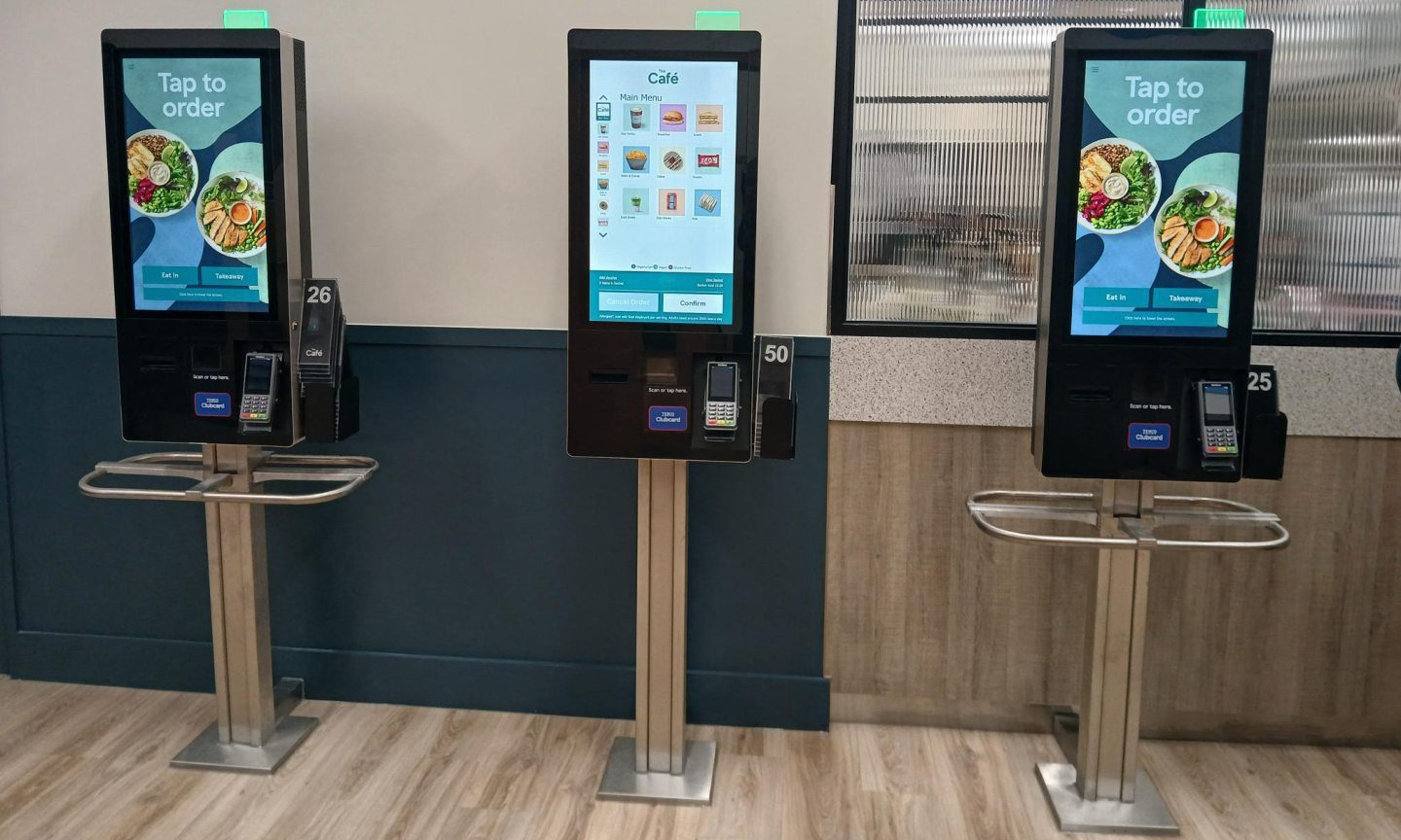 The new ordering screens at Dundee's Tesco South Road cafe. Image: Supplied