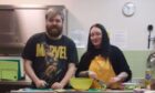 Natasha Scott and partner Aaron at a Home-Start Dundee cooking class. Image: Natasha Scott