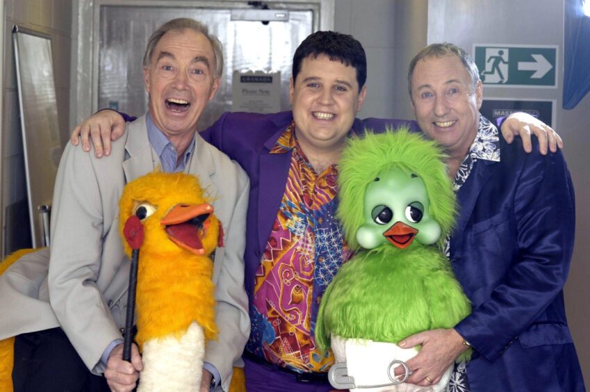 Peter Kay with Bernie Clifton and Keith Harris in the video.