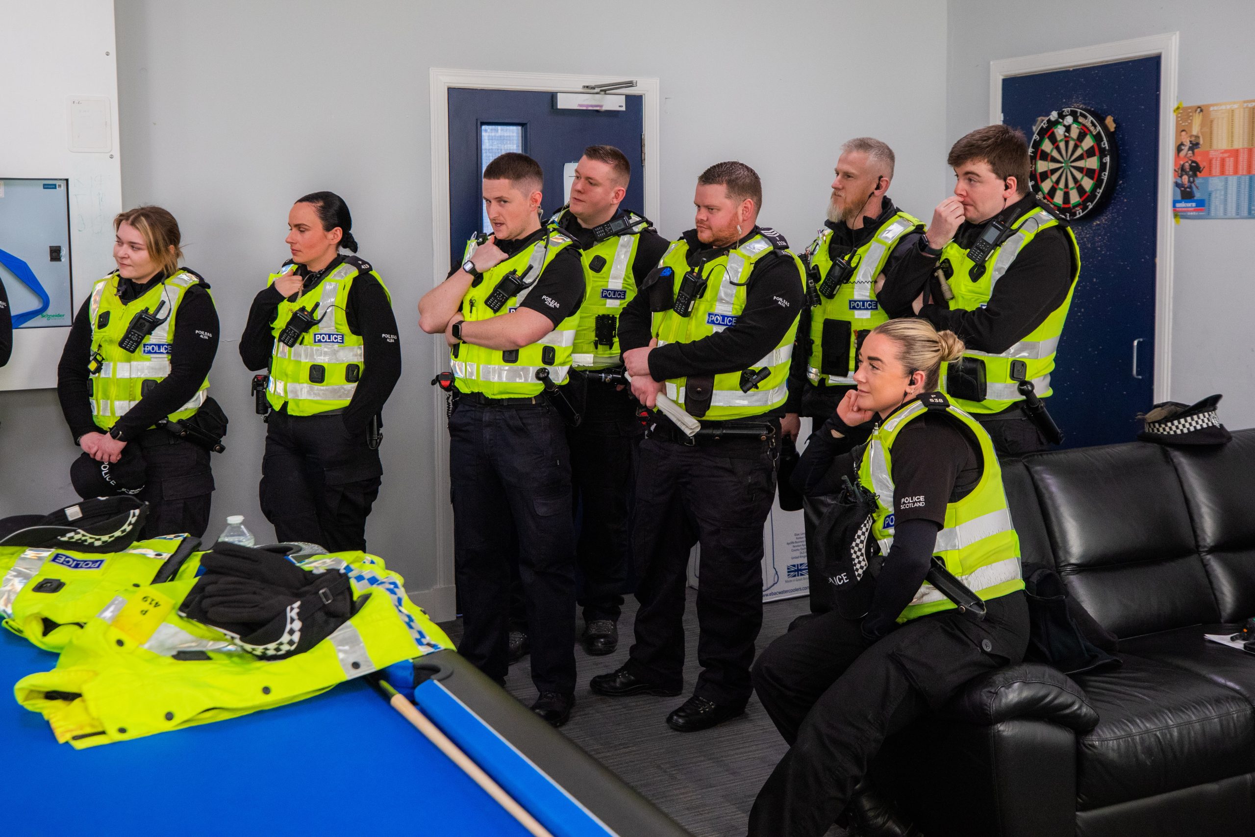 Police officers at the briefing.