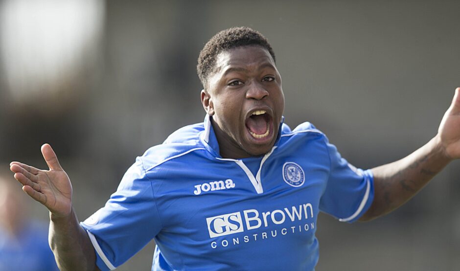 Nigel Hasselbaink in the Saints home shirt. 