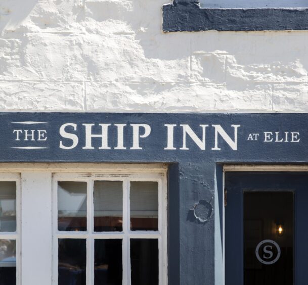 the outside of The Ship Inn at Elie, a fine spot to enjoy some food while trekking the Fife Coastal Path.