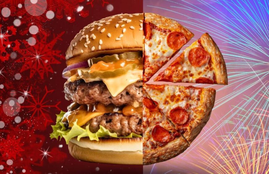 image showing a half burger half pizza