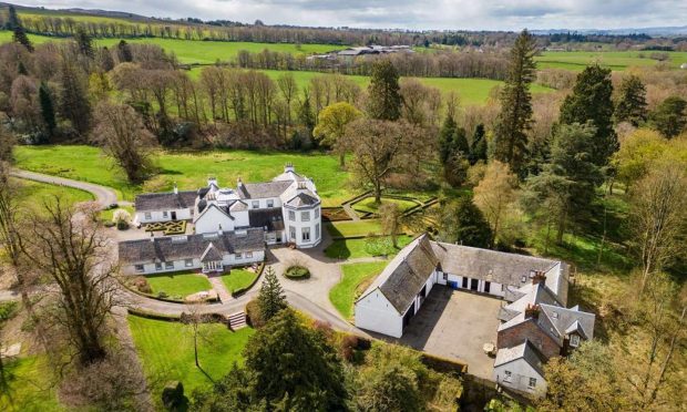 An aerial shot of Old Ballikinrain House and its grounds in Stirlingshire.