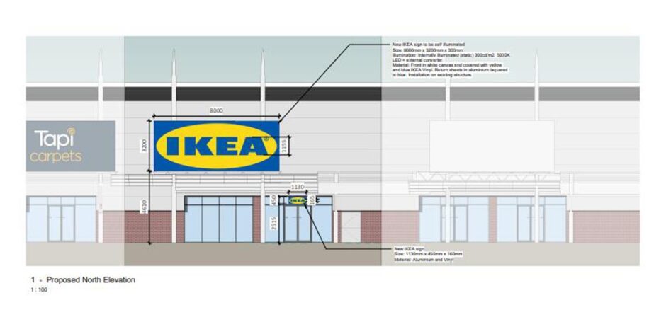 Ikea plans to put up signs at the Kingsway West Retail Park unit.