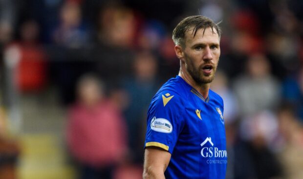 St Johnstone defender Barry Douglas during a break in play.