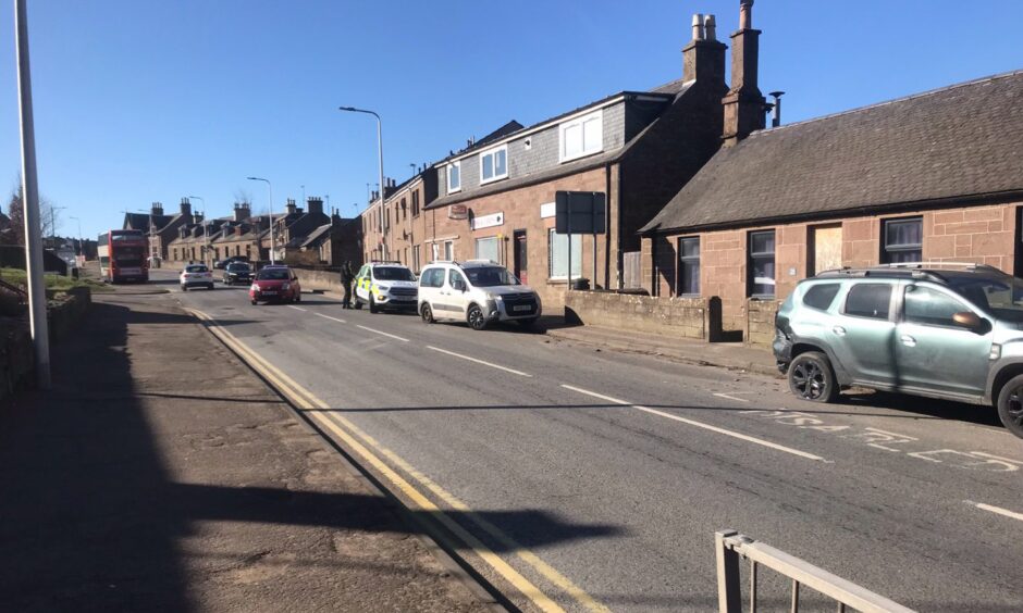 Four-vehicle crash on Dundee Road in Forfar.