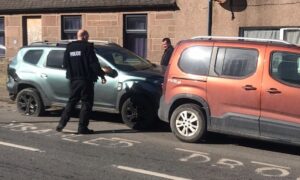 The Dundee Road crash shunted Mr Matheson's vehicles into each other. Image: Supplied