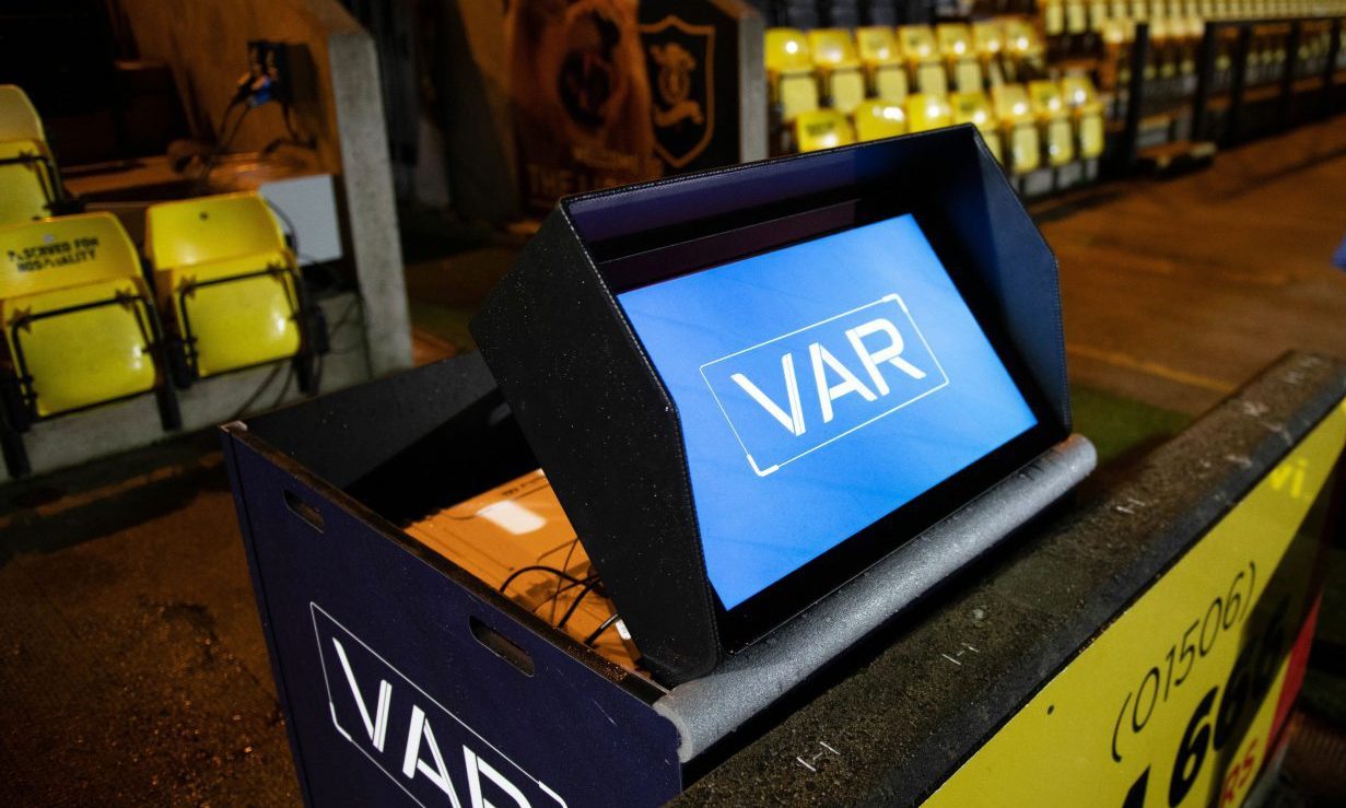 A VAR screen at Livingston's ground.