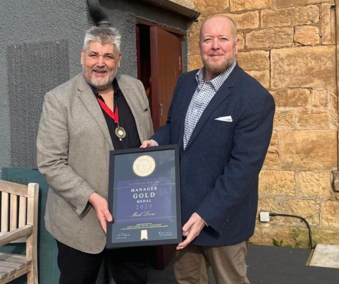 General Manager Mark Lewis with Gary McLean Quinn, National Hotels of the Year Scotland Chairman