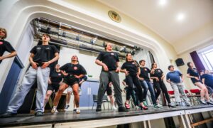 The KAOS cast of Grease on the Kirrie Town Hall stage. Image: Mhairi Edwards/DC Thomson